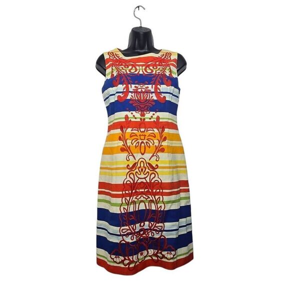 Tabitha Dress Size 2 Anthropologie Stripe Dress Embroidered Colorful - Picture 2 of 7